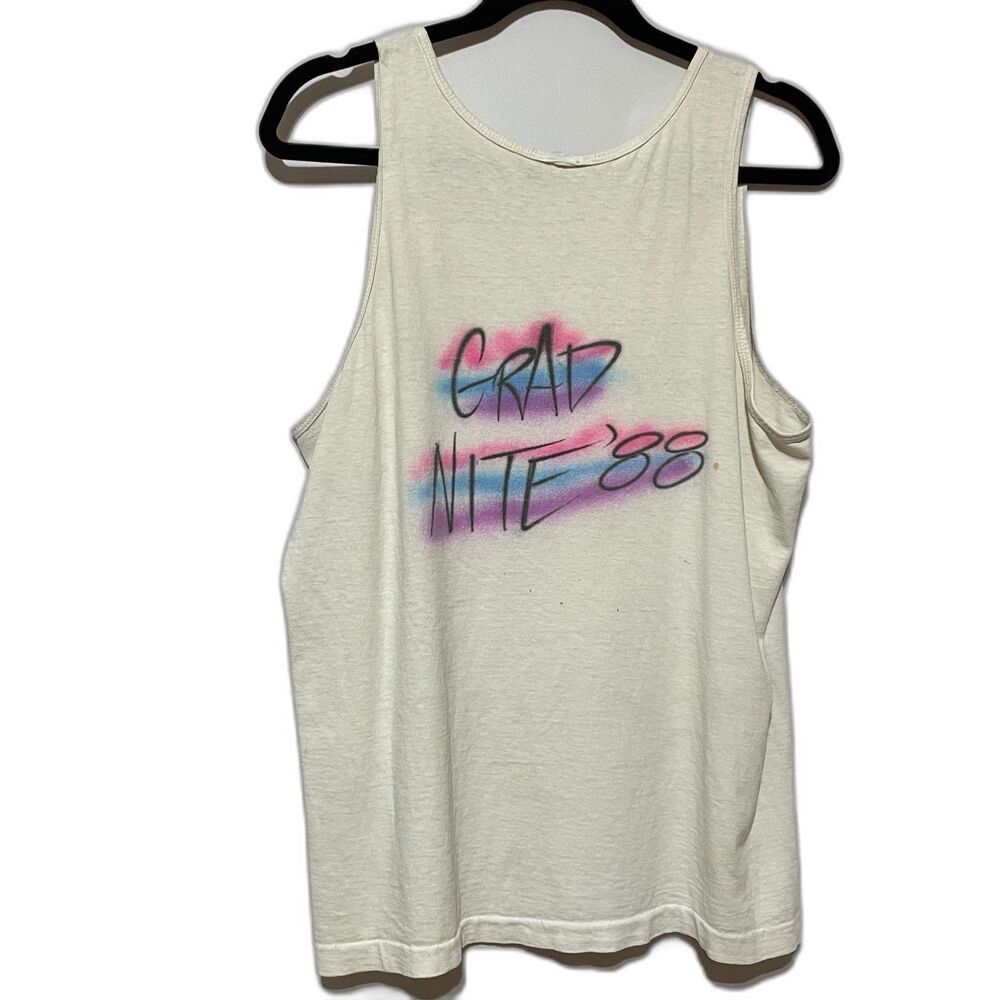 Vintage 80s Airbrush Tank Top Graffiti T shirt Senior Graduation Tee - Picture 3 of 10